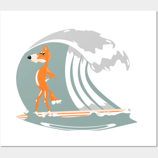 Fox Surfing Posters and Art